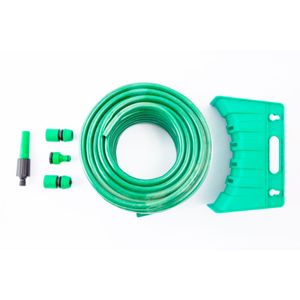 Manguera De Riego 1/2" Mallaflex Con Accesorios Y Soporte (Rollo 18 Metros) Casa Viva