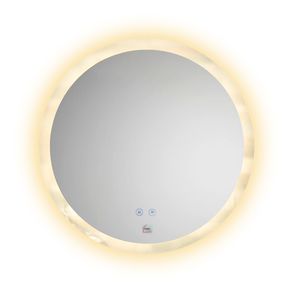 Espejo Para Baño Redondo Plateado 60X60 Con Luz Led Amarilla Casa Viva