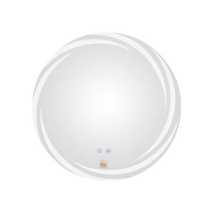 Espejo Para Baño Redondo Plateado 60X60 Con Luz Led Amarilla Figura Casa Viva