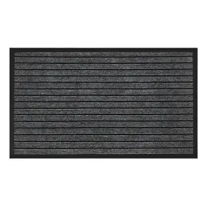 Limpia Pies 60X90Cm Pvc + Rubber Lineas Negro Casa Viva