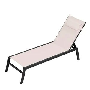 Reposera De  Terraza Beige 196X62X34Cm Bighouse