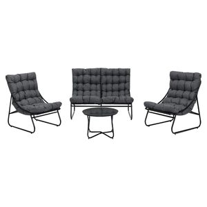 Juego Terraza Living Tumbona 4 Personas Gris Bighouse
