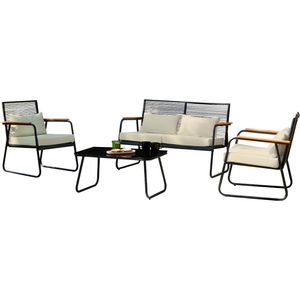 Juego Terraza Living 4 Personas Negro Bighouse