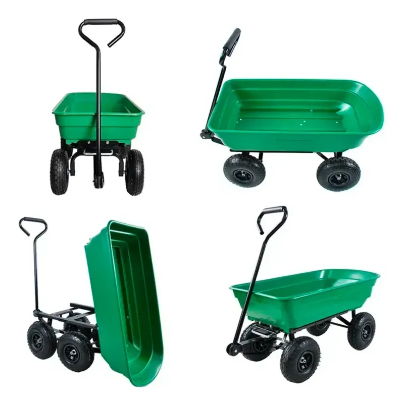 Carro De Arrastre Jardin Tolva Plastico 89X55X93Cm 250Kg Verde Cerram-1758891816028