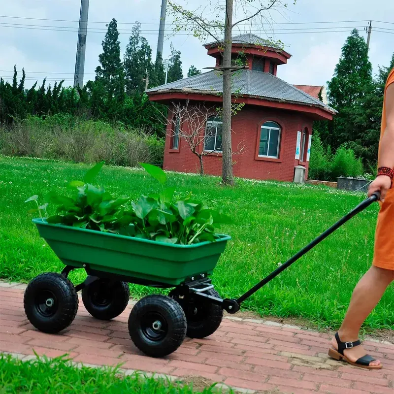 Carro De Arrastre Jardin Tolva Plastico 89X55X93Cm 250Kg Verde Cerram-1758891829535