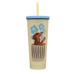 Vaso Tumbler 700Ml  Pet Flowers Tapa Celeste Con Bombilla Keep-1759150905573