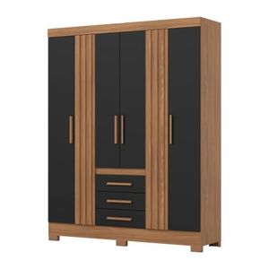 Closet 6 Puertas + 3 Cajones Nature Preto Briz