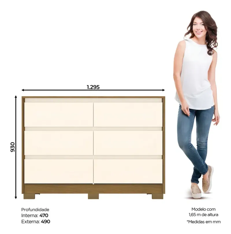 Comoda 6 Cajones Ravena Nature Off White Henn-1759762385289