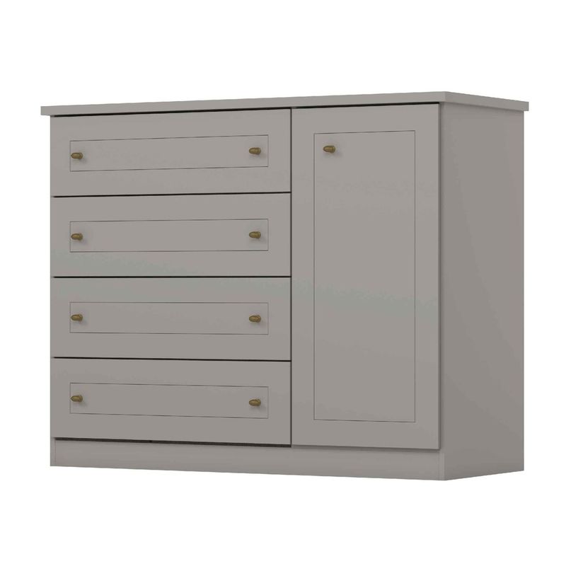 Comoda 4 Cajones + Puerta Americana Cinza Henn-1759762435789