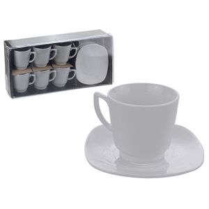 Tazas Mas Plato Ceramica Blanca 6 Unidades Fab