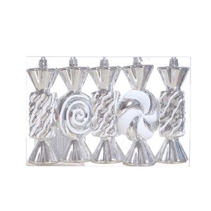 Adorno De Navidad Colgante Plateado 5 Unidades Miro