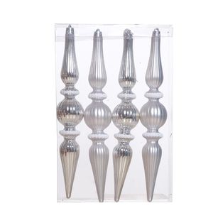 Adorno De Navidad Colgante Varita Plateado 4 Unidades Miro