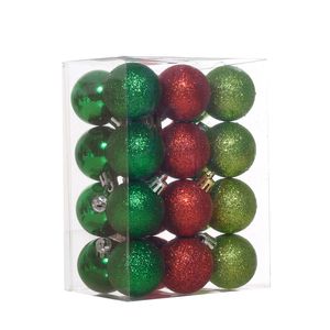 Esferas Navideñas 24 Unidades 4Cm Rojo Verde Escarchada Miro