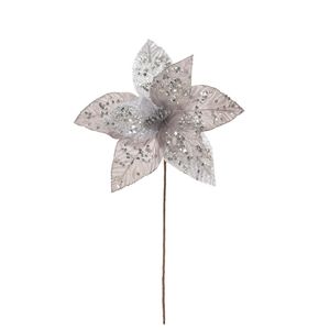 Flor De Navidad Plateada 30Cm Miro