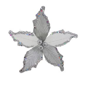 Flor De Navidad 20X10Cm Plateado Miro