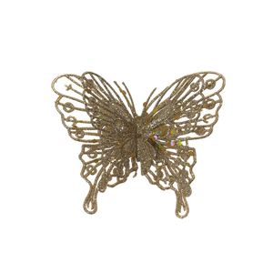 Adorno De Navidad Colgante Mariposa Champagne 10Cm Miro