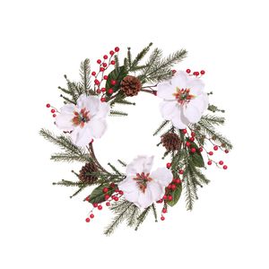 Corona De Navidad 50Cm Blanco-Rojo Miro