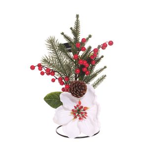 Candelabro Decorativo Navidad 25Cm Blanco-Rojo Miro