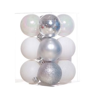 Esferas Navideñas 12 Unidades 5Cm Plateado-Blanco Miro