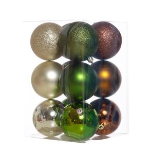 Esferas Navideñas 12 Unidades 8Cm Verde-Chocolate Miro