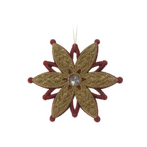 Adorno De Navidad Colgante Estrella Rojo Dorado 12X13Cm Miro