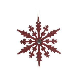 Adorno De Navidad Colgante Copo De Nieve Rojo 13X15Cm Miro