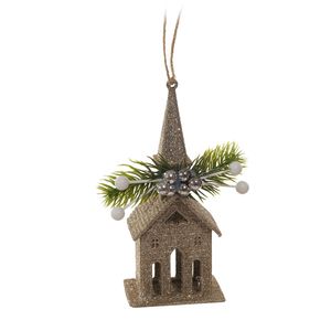Adorno De Navidad Colgante Casa Arbol Champagne 7X16Cm Miro