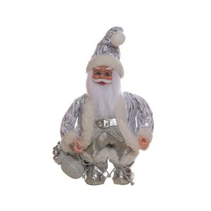 Figura Navideña Santa Musical 35Cm Plateado Miro