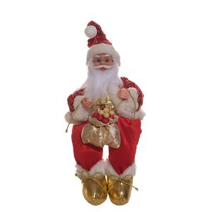 Figura Navideña Santa Musical 40Cm Rojo Dorado Miro