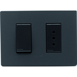 Interruptor Embutido 9/12 + Enchufe 10A Noir Mate S33 Sinthesi
