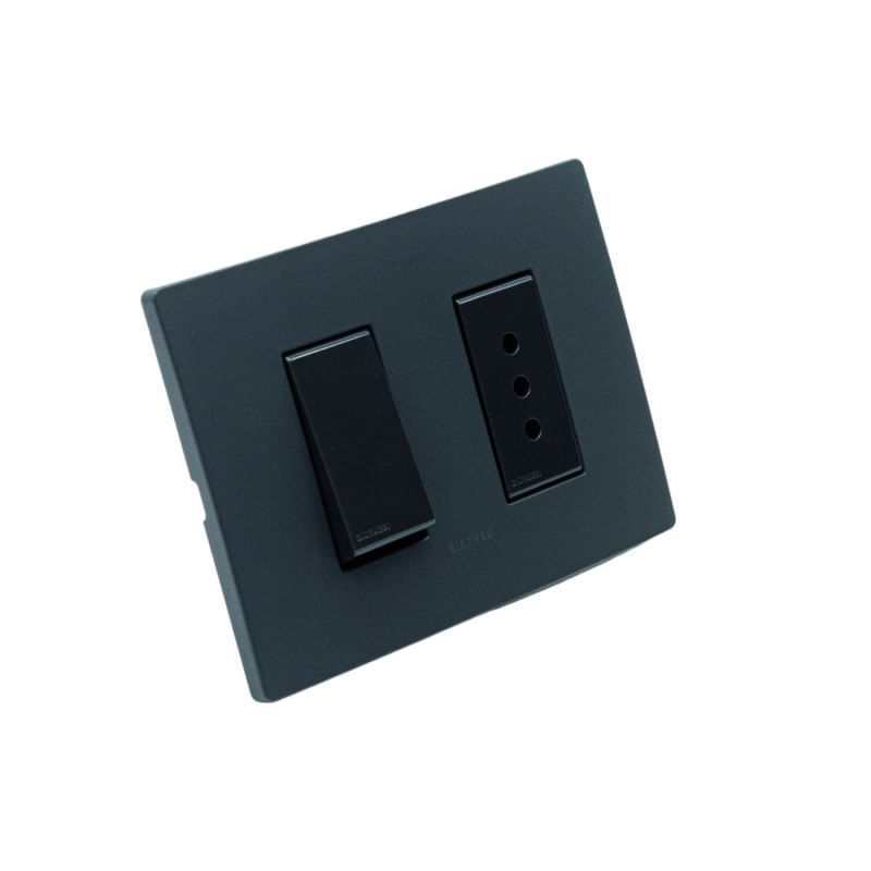 Interruptor Embutido 9/12 + Enchufe 10A Noir Mate S33 Sinthesi-1760382478756