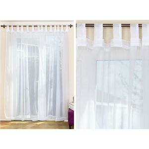 Velo Cortina 145X220Cm Liso Presilla Blanco 2 Paños Doral
