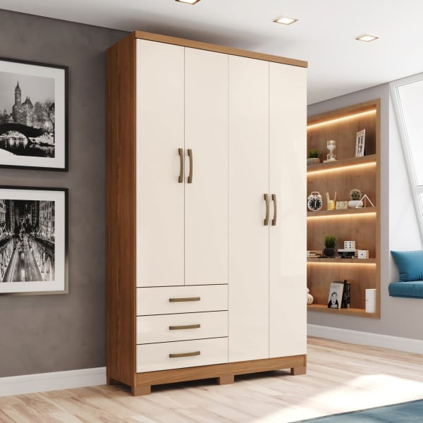 Closet 4 Puertas + 3 Cajones Caju Nature Henn-1761763962437