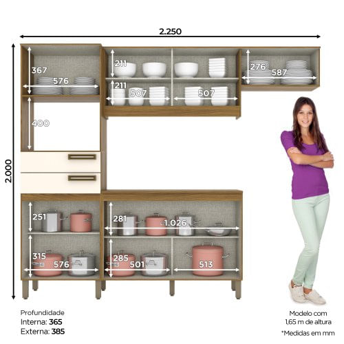 Mueble De Cocina 7 Puertas+2 Cajones Nature Off White Briz-1762192405178