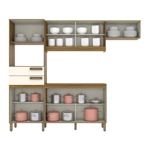 Mueble De Cocina 7 Puertas+2 Cajones Nature Off White Briz-1762192402309