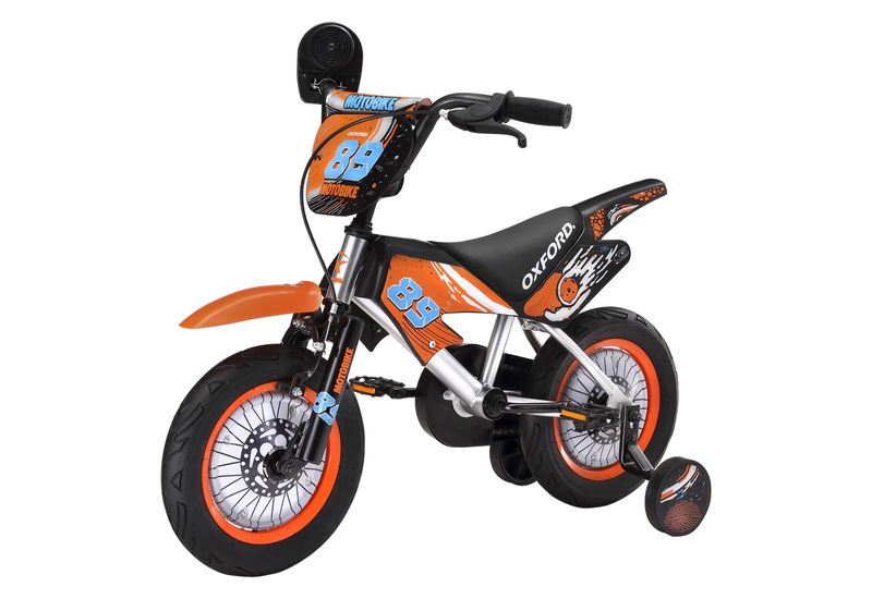 Bicicleta Aro 12 Infantil Motobike Plata Naranja Oxford-1762288651887