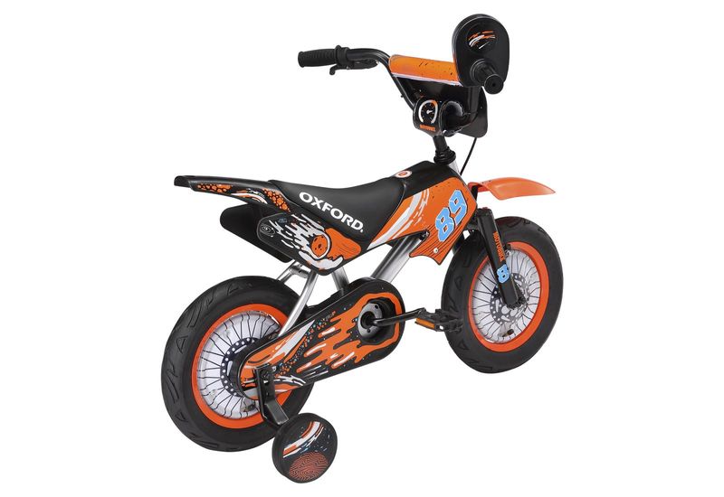 Bicicleta Aro 12 Infantil Motobike Plata Naranja Oxford-1762288653845