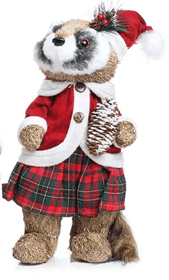 Figura Navidad Mapache 30X43X18Cm Rojo-1762660745461