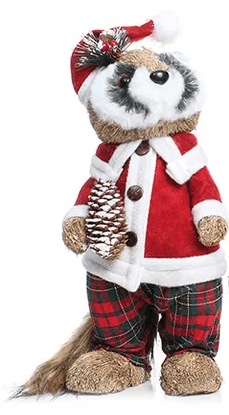 Figura Navidad Mapache 30X43X18Cm Rojo-1762660755921