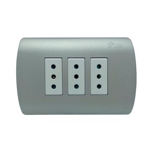 Enchufe Embutido Triple 2P+T 10A Blanco Silver Mec
