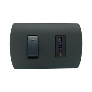 Interruptor Embutido 9/12+Enchufe 16A Noir Notti Aris Pro Mate Mec