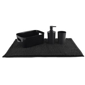 Set Accesorios De Baño 4 Piezas Negro Piso Jabonera Chantilly