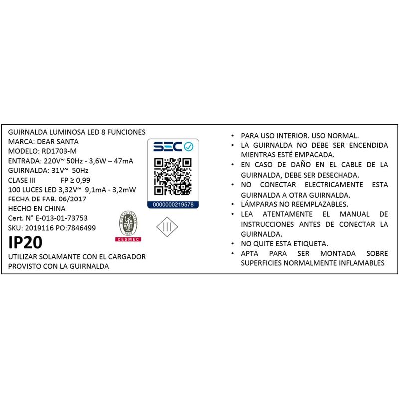 Luces De Navidad 100 Led Multicolor Dear Santa-1761397796614