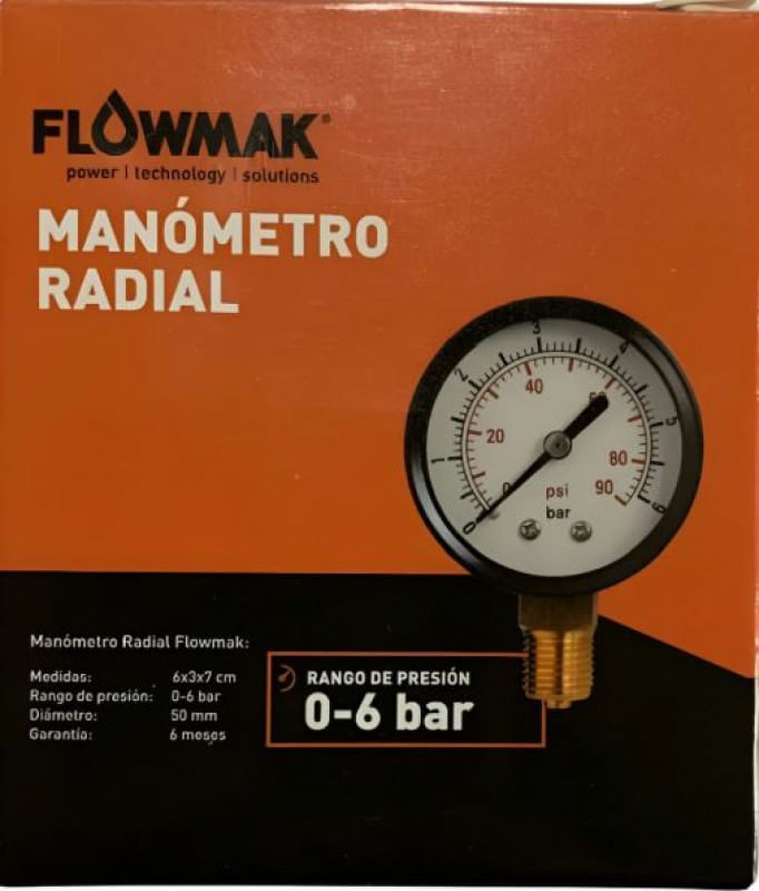 Manometro Glicerina 0-6Bar 65Mm Flowmak-1765210035172
