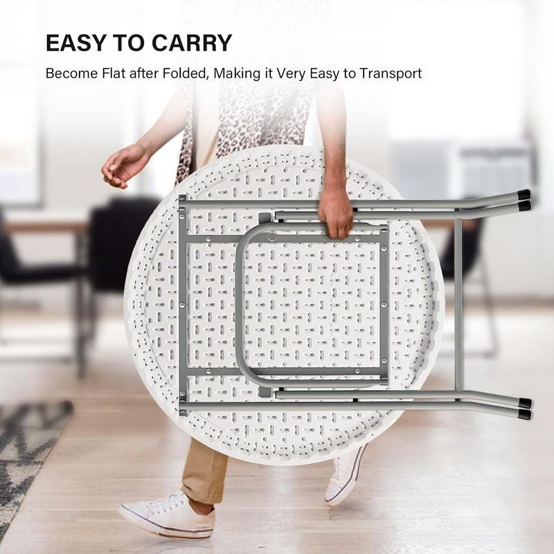 Mesa Plegable Redonda Blanca 80X74Cm Casa Viva-1767700876483