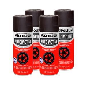 Pintura Spray Llantas-Rines Negro Mate Automotive 458Ml 4 Unidades Rust Oleum