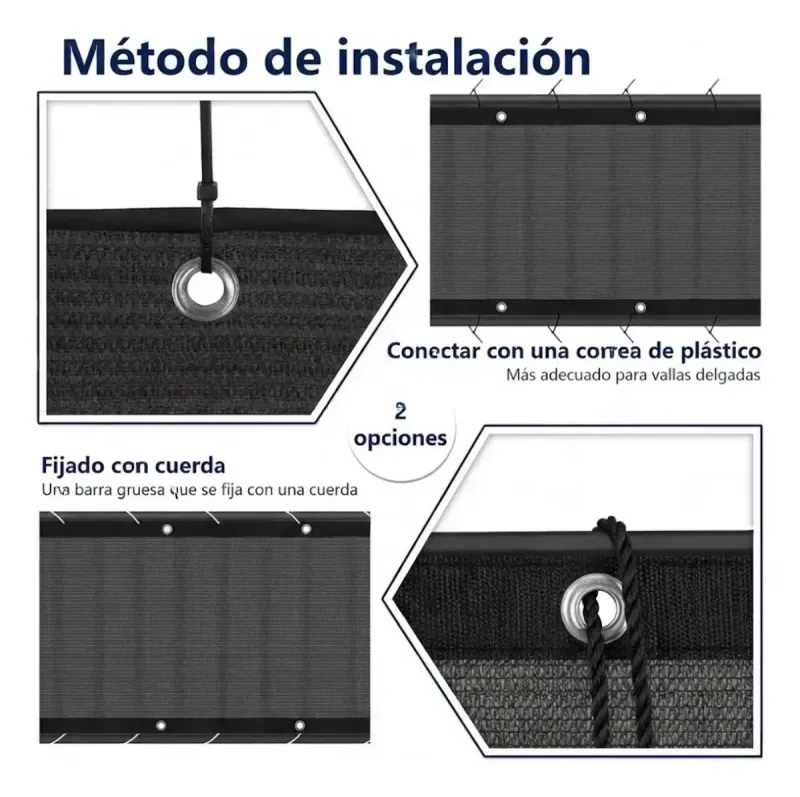 Malla Raschel Negra Con Ojetillos 90% Sombra 1X5 Metros Cierre Perimetral -1768225661221