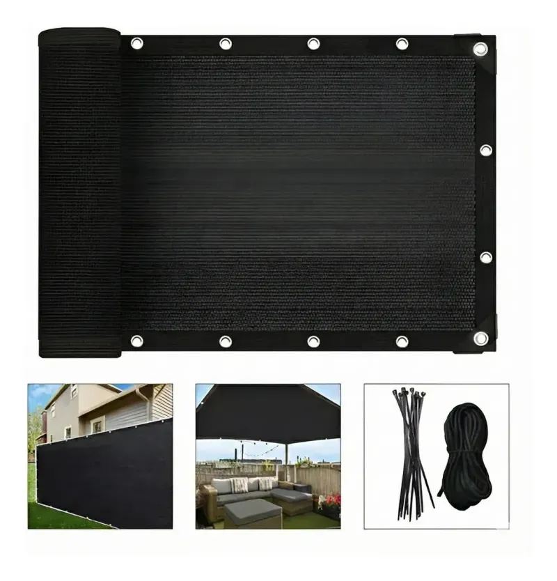 Malla Raschel Negra Con Ojetillos 90% Sombra 3X4 Metros Cierre Perimetral-1768225767252