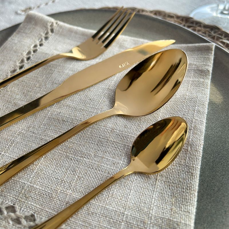 Cubiertos 24 Piezas Capri Gold Acero Inoxidable Kw-1768593017176
