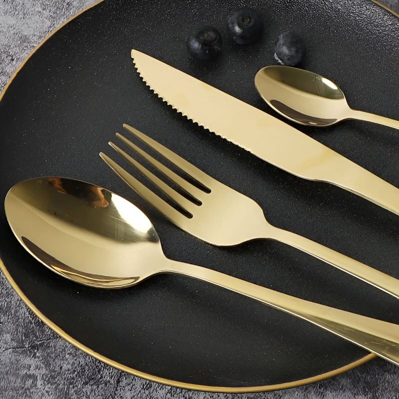 Cubiertos 24 Piezas Capri Gold Acero Inoxidable Kw-1768593027216